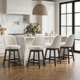 thumbnail image 6 of AFO 26" Upholstered Swivel Counter Height Bar Stools Set of 6, Modern Fabric Bar Chairs with Solid Wood Frame, Suitable for 35"-39" Table, For Kitchen Island Dining Room Pub Restaurant, Beige, 6 of 12