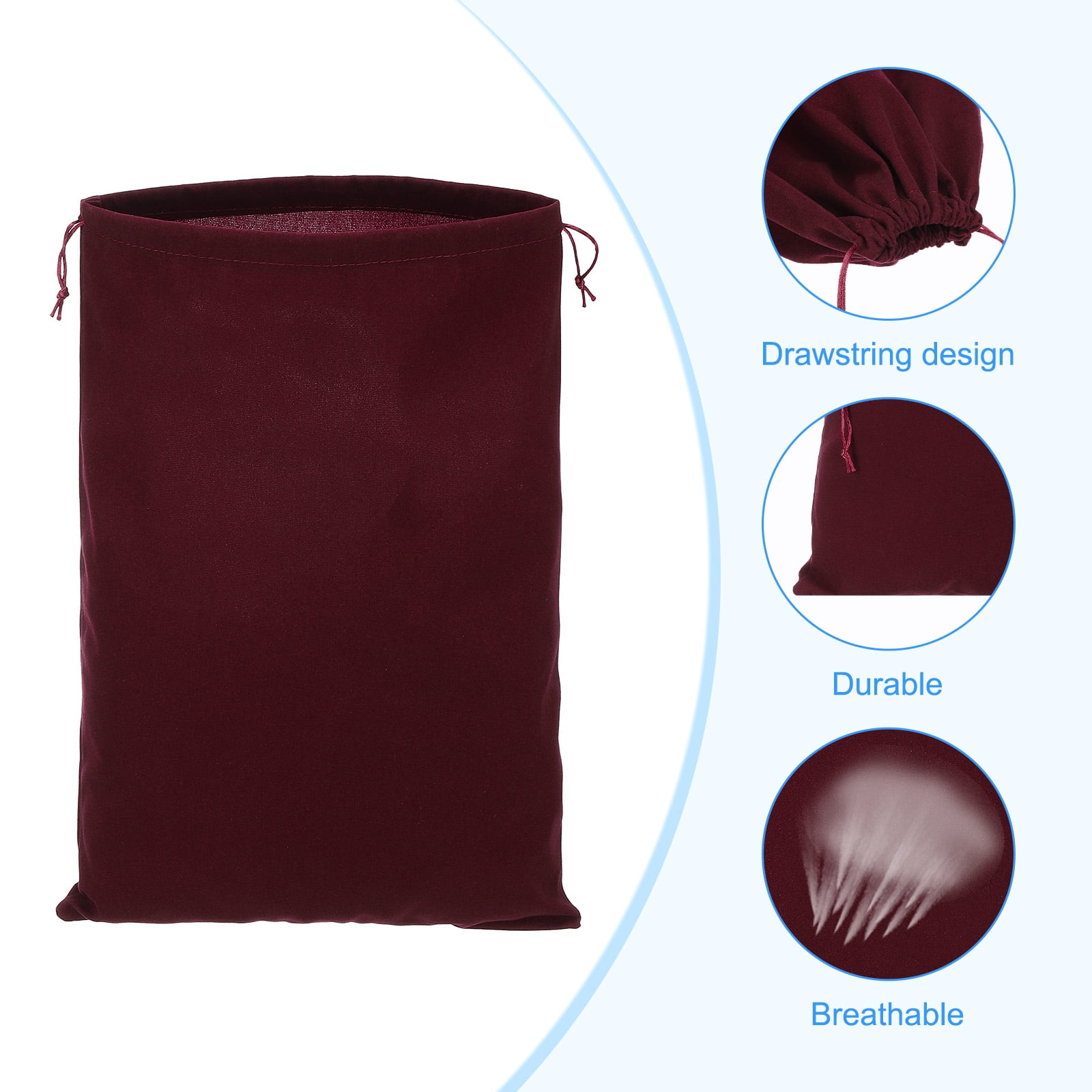 Uxcell Shoe Dust Bag Duster Flannel Double Shoes Pouch with Drawstring Closure Washable Breathable Bags Burgundy 16 Pack