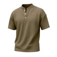 thumbnail image 6 of Dresfit Henley Shirts Men Short Sleeve Waffle Business Tees Button Down Cotton Relaxed Fit Tennis T Shirts Loose Big and Tall Tops Khaki XL, 6 of 9