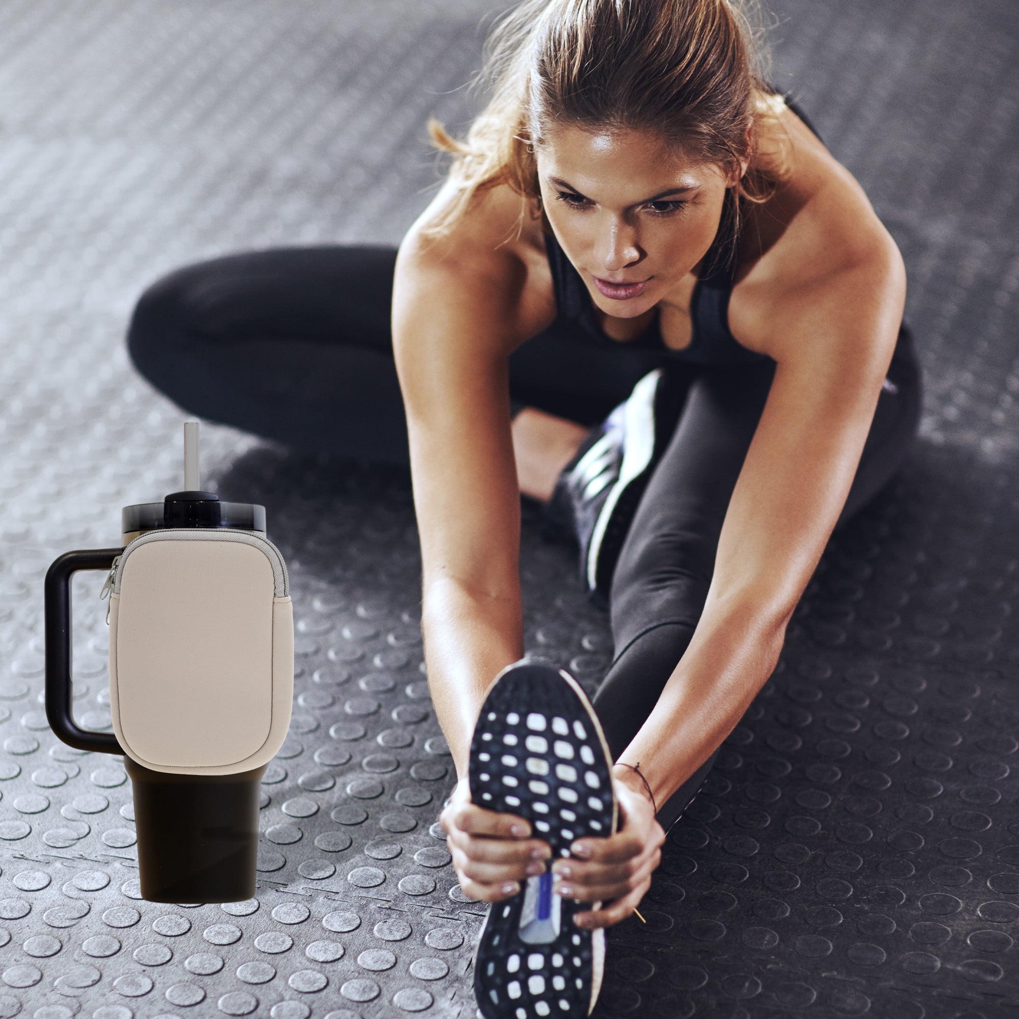 Unique Bargains 1Pc Durable Water Bottle Pouch with Single Pocket Light Gray