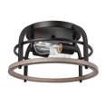 thumbnail image 1 of Shilah 2-Light Flush Mount Ceiling Light, Matte Black, Faux Wood Accents, 1 of 9
