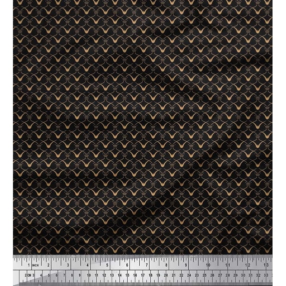 Soimoi Velvet Fabric Ogee Small Print Fabric by The Yard 58 Inch Wide