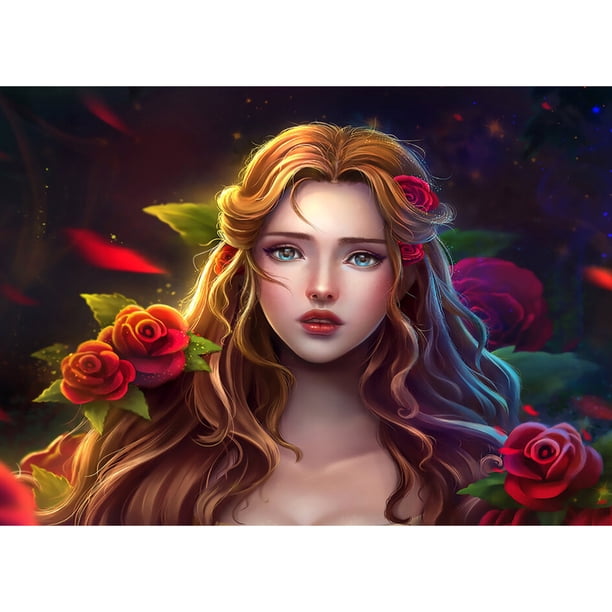 Drill Diamond Painting (DE8340) 5D DIY Kit de bordado de punto de cruz completo (Beauty03) 45x60cm FLhrweasw Nuevo
