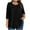 Black, variant on AherBiu Plus Size Tops for Women Ruched Loose Crewneck 3/4 Sleeve Comfy Stretch Tunic Tops to Wear with Leggings