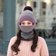 thumbnail image 2 of 4PCS Winter Hat Scarf Set for Women Knit Fleece Lining Beanie Scarf Mouth Cover Glove Set, 2 of 3