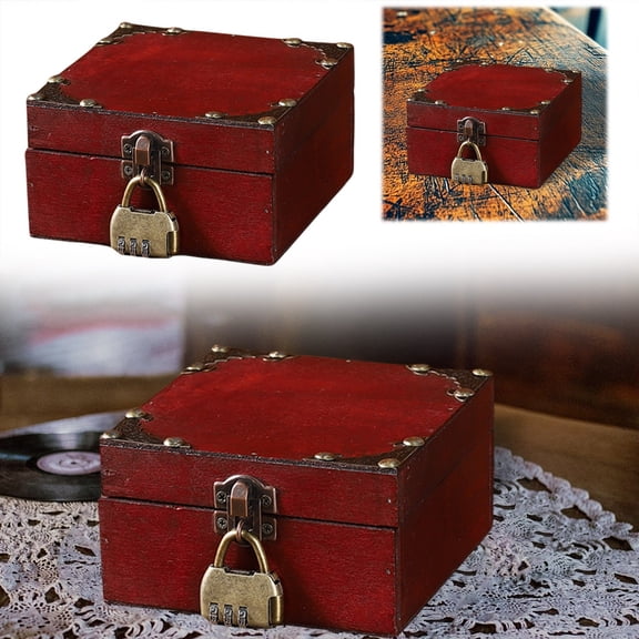 Home Textile Storage Product Highlight Wooden Storage With Brass Lock Antique Chest for Home Secret Storage Escape Room & Themed Props Craft for Organizing & Décor