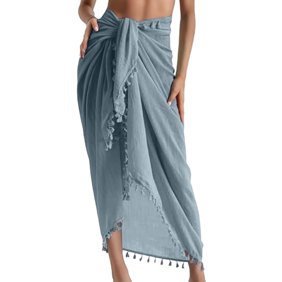 Sarong Wraps for Women Long Beach Swimsuit Cover Up Swimwear Pareo with Tassels Bikini Skirt Coverup for Bathing Suit