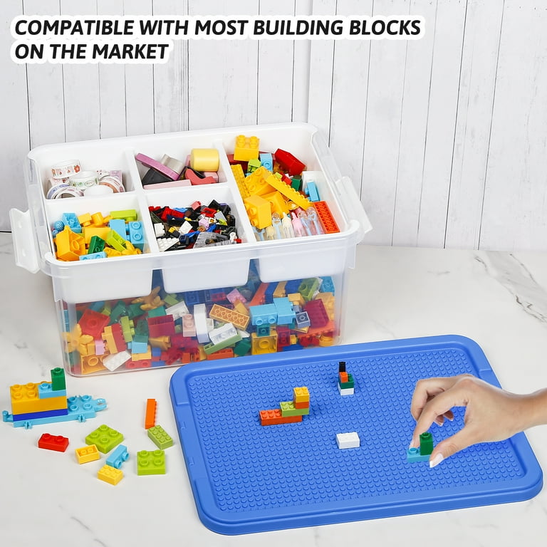 Greentainer Removable Tray Plastic 17 Qt Storage Box, Blue Pack