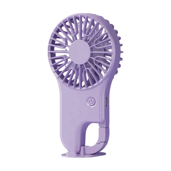 Foldable Handheld Mini Fan with Hook USB Rechargeable 2-in-1 Desktop & Portable Personal Cooling Fan for Travel Commute Outdoor, Portable Electric Fans,Purple