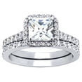 thumbnail image 5 of MABELLA 1.80 Carat TCW Princess Cut CZ 925 Sterling Silver Wedding Rings Bridal Set, 5 of 8