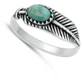 thumbnail image 4 of CHOOSE YOUR COLOR Oval Simulated Turquoise Feather Ring .925 Sterling Silver Band Blue CZ Female Size 10, 4 of 4