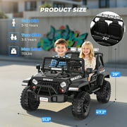 Farmdex 2 Seater 24V Ride on Toys for Big Kids, Powerful Electric Ride On Truck Car with Remote Control w/20 Inch Wide Seat, Colorful LED Lights, Rich Multimedia Music, Black