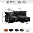 thumbnail image 3 of 83.4" W Oversized Chenille Loveseat with Ottoman, 77" Wide Deep Seat Upholstered Sofa Couch with Washable Covers for Living Room or Small Apartment,Black, 3 of 11
