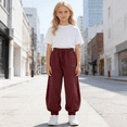 thumbnail image 2 of CPNG Girls Sweatpants Elastic High Waist Wide Leg Baggy Sweat Pants with Letter Embroidery Fashionable Casual Loose Jogger Pants Streetwear, 2 of 5