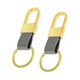thumbnail image 1 of Llavero de Bargains Únicos, Llavero Universal con Anillo para Llaveros de Casa, Cuero, Aleación de Zinc, Tono Dorado y Gris, 2 Pcs, 1 of 6