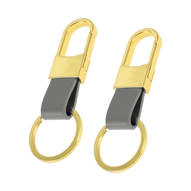 Llavero de Bargains Únicos, Llavero Universal con Anillo para Llaveros de Casa, Cuero, Aleación de Zinc, Tono Dorado y Gris, 2 Pcs