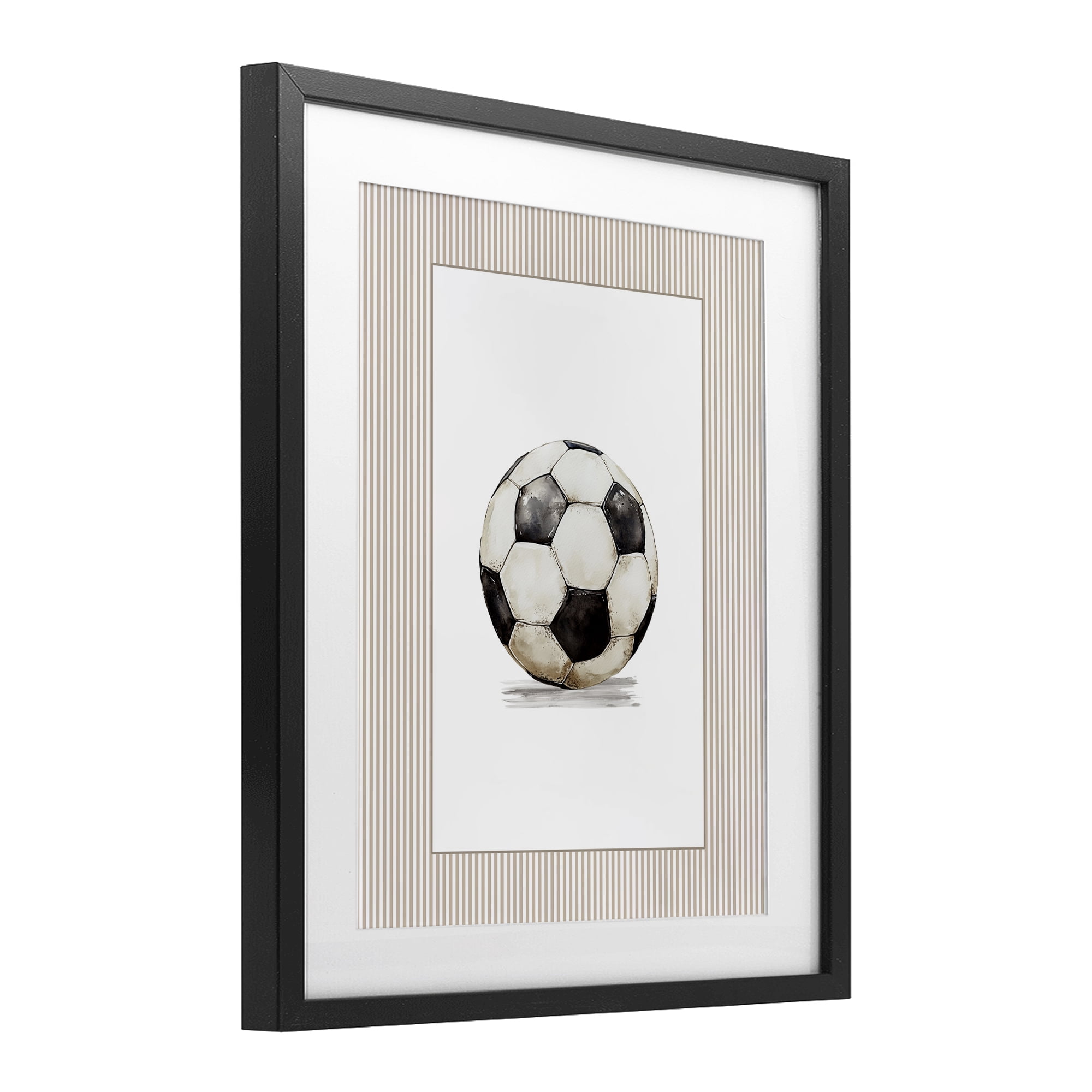 Stupell Industries Vintage Sports Soccer Ball Black Framed Print Under Glass, design by Christine Simpson Art