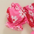 thumbnail image 5 of Newborn Baby Girls Summer Outfits Floral Daisy Romper Dress Ruffle Smocked Short Puff Sleeve Bodysuit Dress with Headband Set, 5 of 7