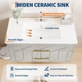 thumbnail image 4 of Modern Floating Bathroom Vanity Set, Wall Mounted Cabinet with Large Soft-Close Drawer and Gold Handle, Space-Saving Design, 4 of 7