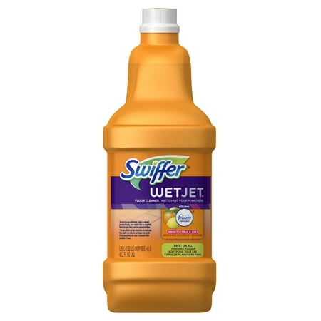 Swiffer Wetjet Wood Floor - Swiffer WetJet Multi-Purpose Floor and Hardwood Liquid Cleaner Solution Refill, with Febreze Sweet Citrus & Zest, 42.2 fl oz