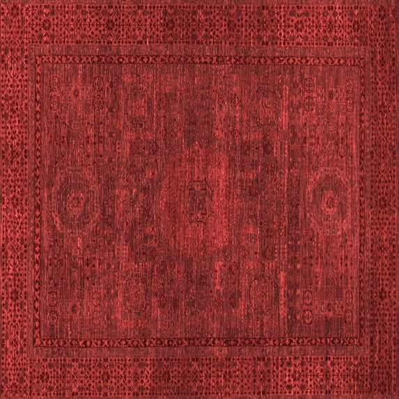 Ahgly Company Indoor Square Abstract Red Modern Area Rugs, 4' Square