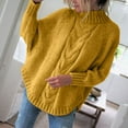 thumbnail image 2 of Lilgiuy Women's Autumn And Winter New Loose Doll Sleeve Knit Sweater Solid Color Half Turtleneck Sweater Yellow for 2022, 2 of 5