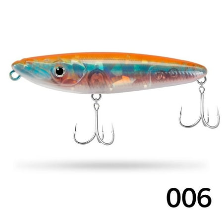 Outdoor Sports New Walk The Dog Pike Lure Pesca VMC Treble Hook Bass Fishing Lure Topwater Lure Pencil Lure Minnow Swimbait 70MM 6.5G 006