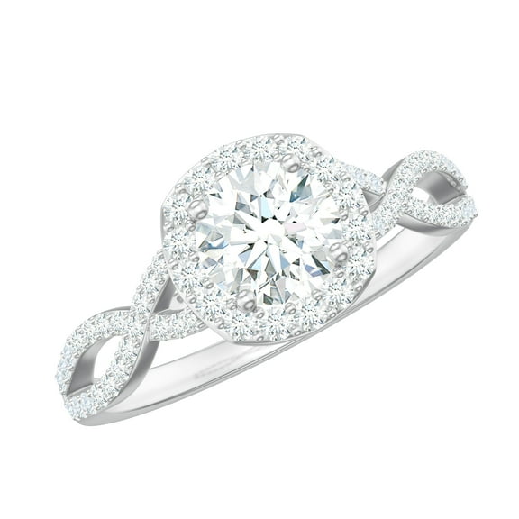 925 Sterling Silver Round 1.86 Ctw Moissanite Diamond Cluster Engagement Wedding Women Ring