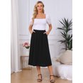 thumbnail image 3 of DARING DIVA Women's Flowy High Waist A-Line Midi with Pockets Skirt Medium Black, 3 of 7