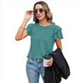 thumbnail image 2 of Blusas Elegantes e Informales para Mujer, Blusas de Trabajo, Camisas de Verano, Trajes de Corta con Cuello Redondo 2025, Verde, Talla M, 2 of 8