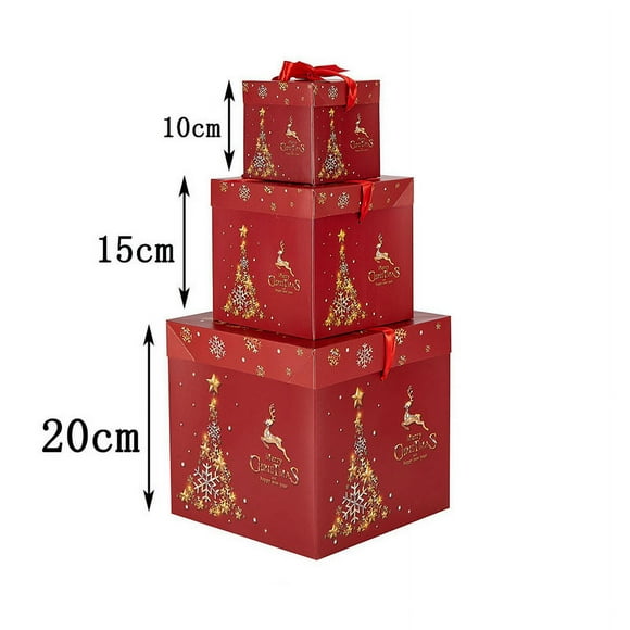 Christmas Gift Box Set, Stacking Gift Boxes Christmas, Holiday Decorative Gift Boxes for Tree Base, Reusable Gift Boxes for Presents, Home and Office Scene Decoration^