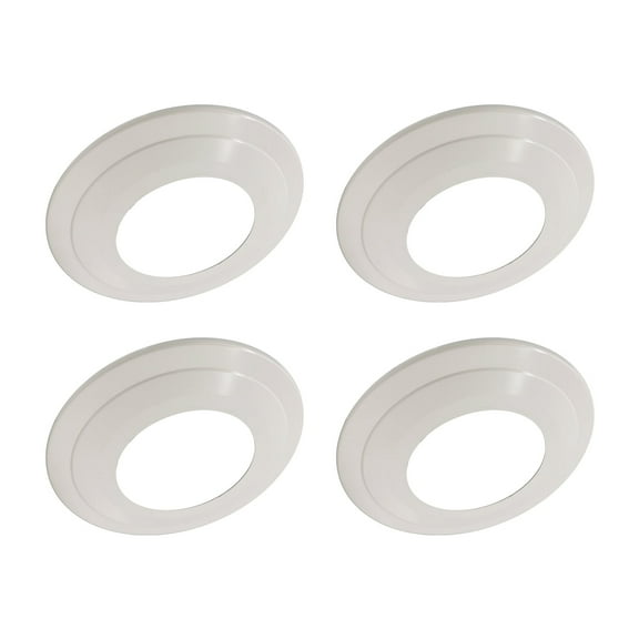 Jolux 4 Pack Gloss White Goof Trim Ring for 5/6" Inch Recessed can Lighting Downlight, Plastic, Outer Diameter 8.6 Inches, Inner Diameter 4.7 Inches.