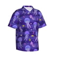 thumbnail image 2 of Hawaiian Shirt For Men, Fish Jellyfish Seahorse Purple Mens Button Down Short Sleeve Shirt, Summer Beach Shirts For Men, 2 of 2