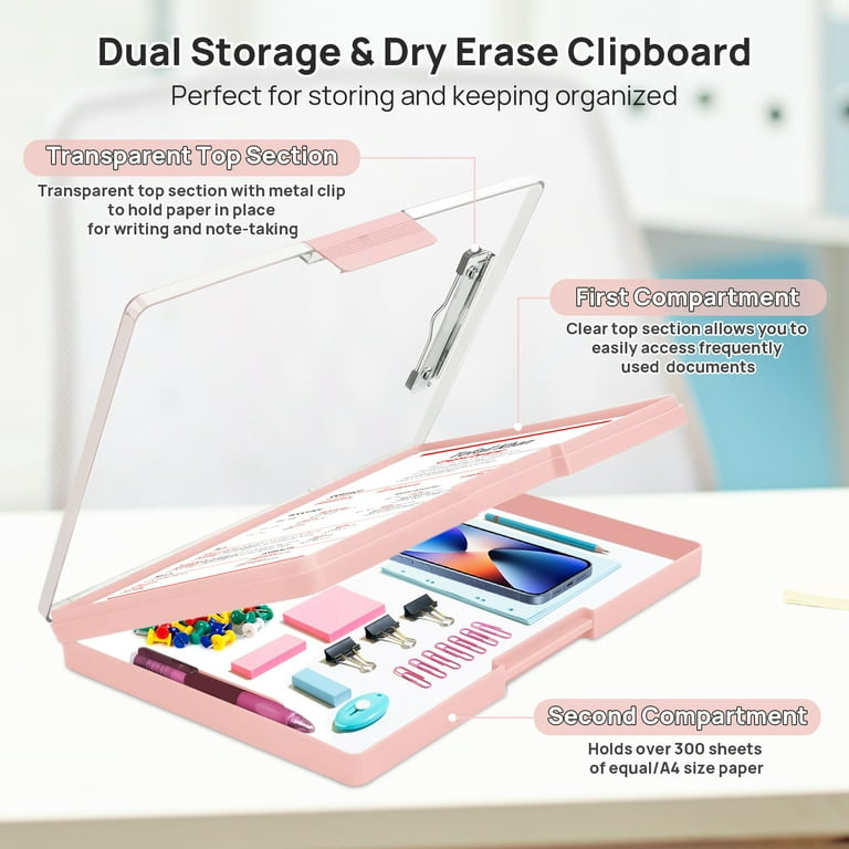 AGCAN Dry Erase Clipboard with Storage, Pink photo 6