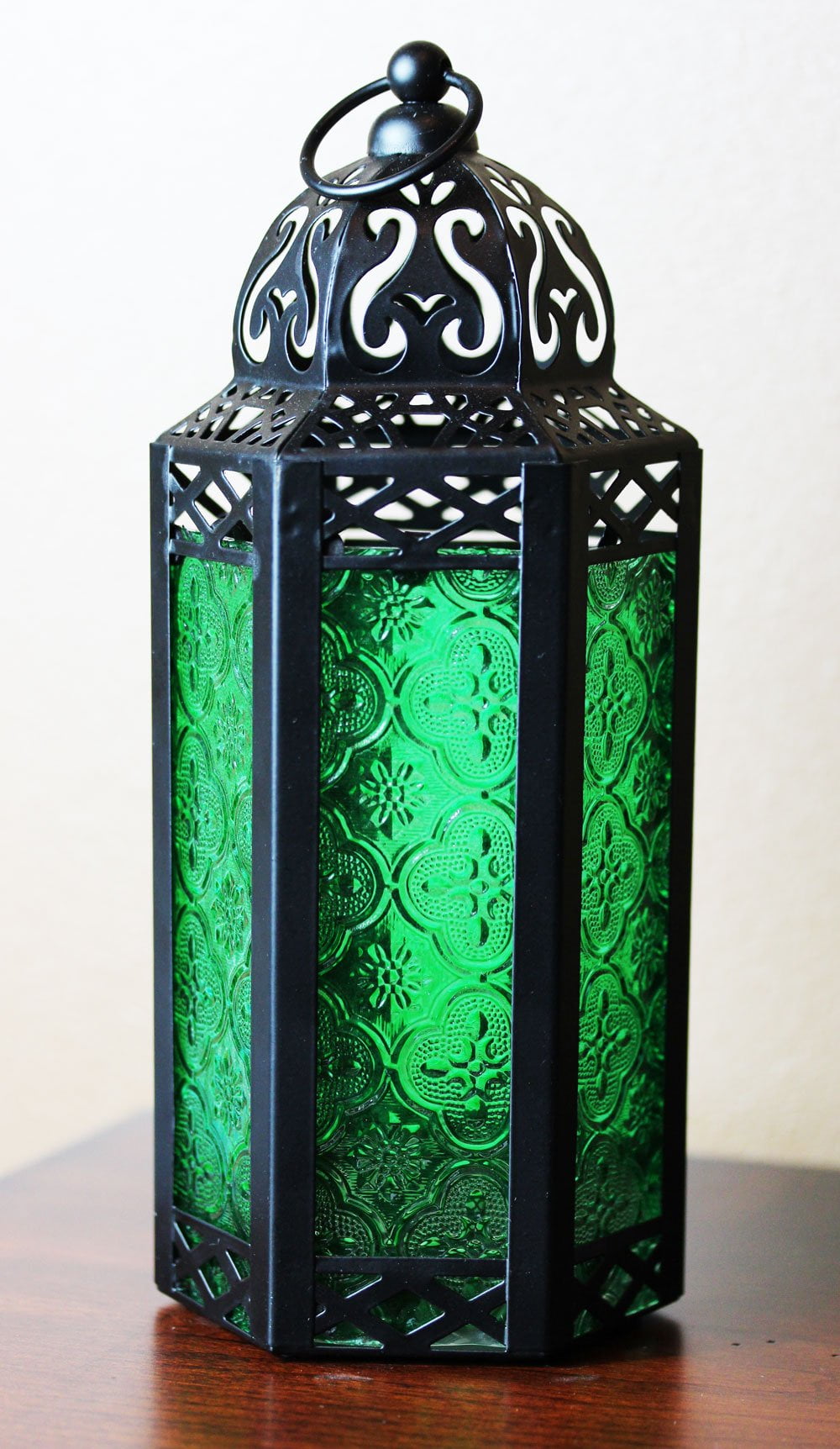 MOROCCAN LANTERN GLASS SMALL GREEN, Magic Special Events