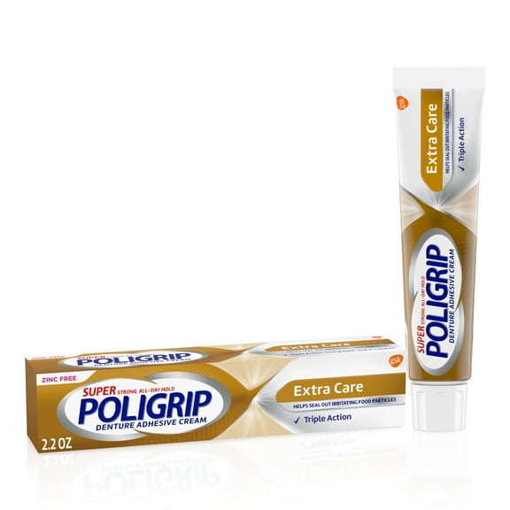 Super Poligrip Extra Care Denture and Partials Adhesive Cream, 2.2 oz