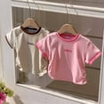 thumbnail image 3 of Girls Tshirts Summer Tops Short Sleeves Solid Color Graphic Tees Casual Crew Neck Basic Tees for Kids Coffee 9-10 Years, 3 of 5