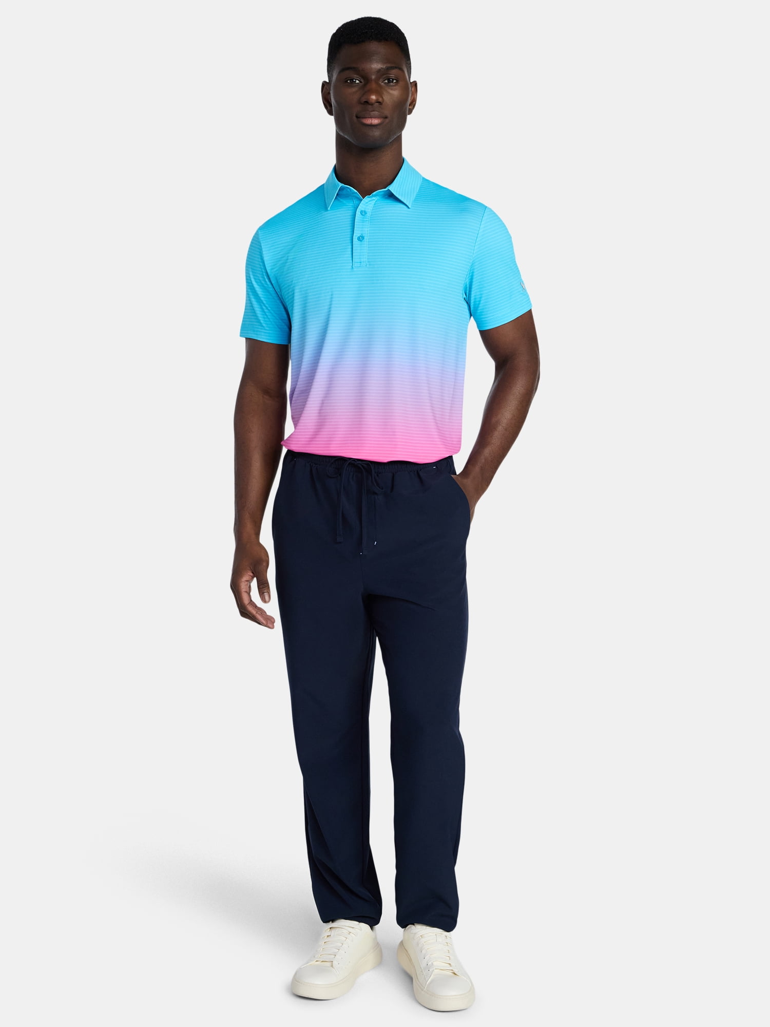 Birdie Bound Men's& Big & Tall Men's Ombre Stripe Polo Shirt with Short Sleeves, Sizes XS-4XLT