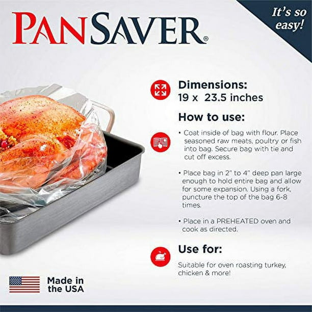 PanSaver Roasting Bag - Cooking Bags for Oven - Turkey Cooking Bag with  Ties - Helps Keep Food Moist - Durable Nylon Bag - Easy Cleanup - 19 x 23.5
