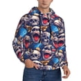 thumbnail image 2 of Naloa rock Skull blue record Men's Casual Hooded Collar Drawstring Hoodies Pullover Sweatshirts Casual Long Sleeve Shirts-Medium, 2 of 7