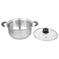 thumbnail image 4 of 1pc Stainless Steel Soup Pot Multifunctional Pot Practical Hot Pot with Glass Lid, 4 of 8