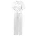 thumbnail image 3 of Women Casual Solid Half Sleeve Shirt Belt Contrast Pocket Drawstring Trousers Pants Set Pant Suits for Women Juniors Petite Pants Suit for Women Elegant Dresses for Women Wedding Guest Snowmobile Suit, 3 of 3