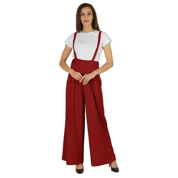 Bimba Stylish Solid Dungaree For Womens Adjustable Strap Loose Rayon Romper Pants