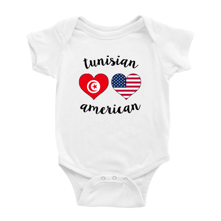 

Tunisian American Flag Two Hearts Cute Baby Bodysuit (White 12-18 Months)
