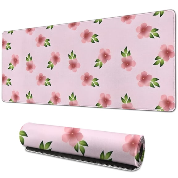 Long Mouse Pads for Desk,Pioneer Flower Floral Print Pattern Desk Mats on Top Of Desks, Desk Mouse Pad Extra Large with 3mm Non-Slip Base and Stitched Edge for Gaming,Office,Work,Home 31.5"x11.8"
