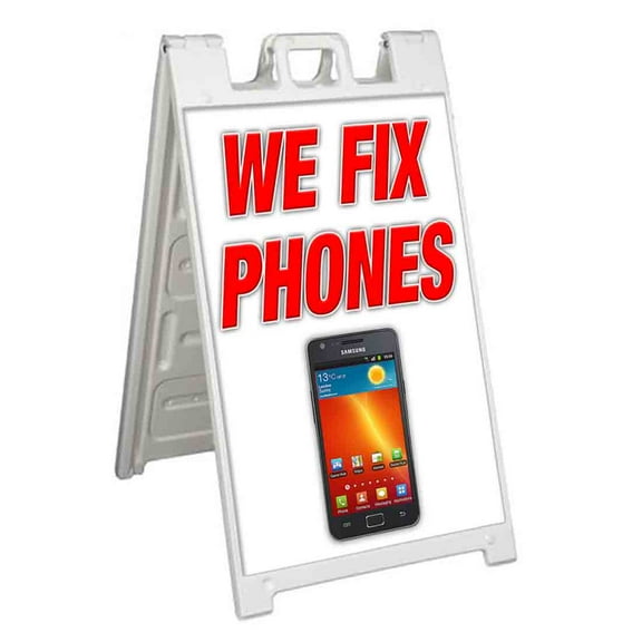 We Fix Phones (24" X 36") Standard A-Frame Signicade, Includes Decal Applied To Stand