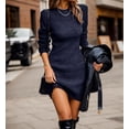 thumbnail image 2 of Womens Mini Bodycon Long Sleeve Sweater Dress Dressy Casual Elegant Ribbed Knit Fitted Short Dresses for Women, 2 of 9