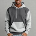 thumbnail image 5 of Men’s Pullover Hoodie Long Sleeve Drawstring Hooded Sweatshirt Kangaroo Pocket Casual Loose Fit Top Light Gray 3XL, 5 of 5