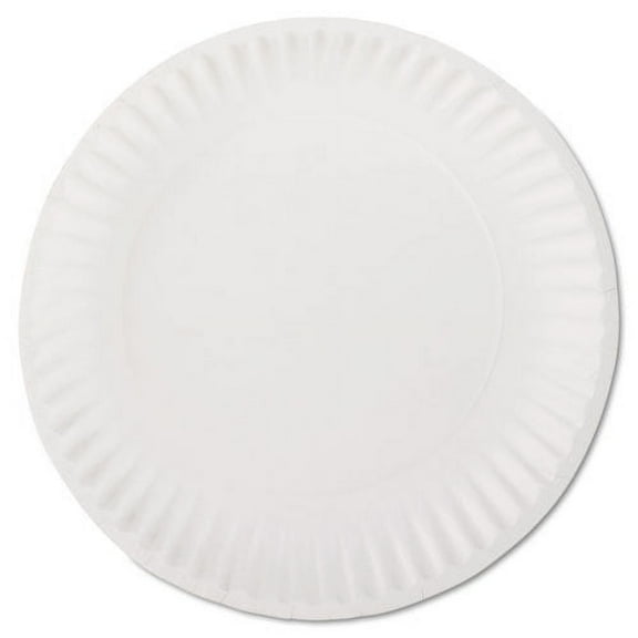 White Paper Plates, 9" Dia, 100/pack, 10 Packs/carton | Bundle of 5 Cartons