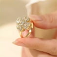 thumbnail image 2 of Elegant Crystal Rotating Clover Leaf Statement Ring for Women Stainless Steel Fashion Adjustable Love Hearted Flower Open Wrap Finger Rings Comfort Fit Lucky Anniversary Jewelry, 2 of 6